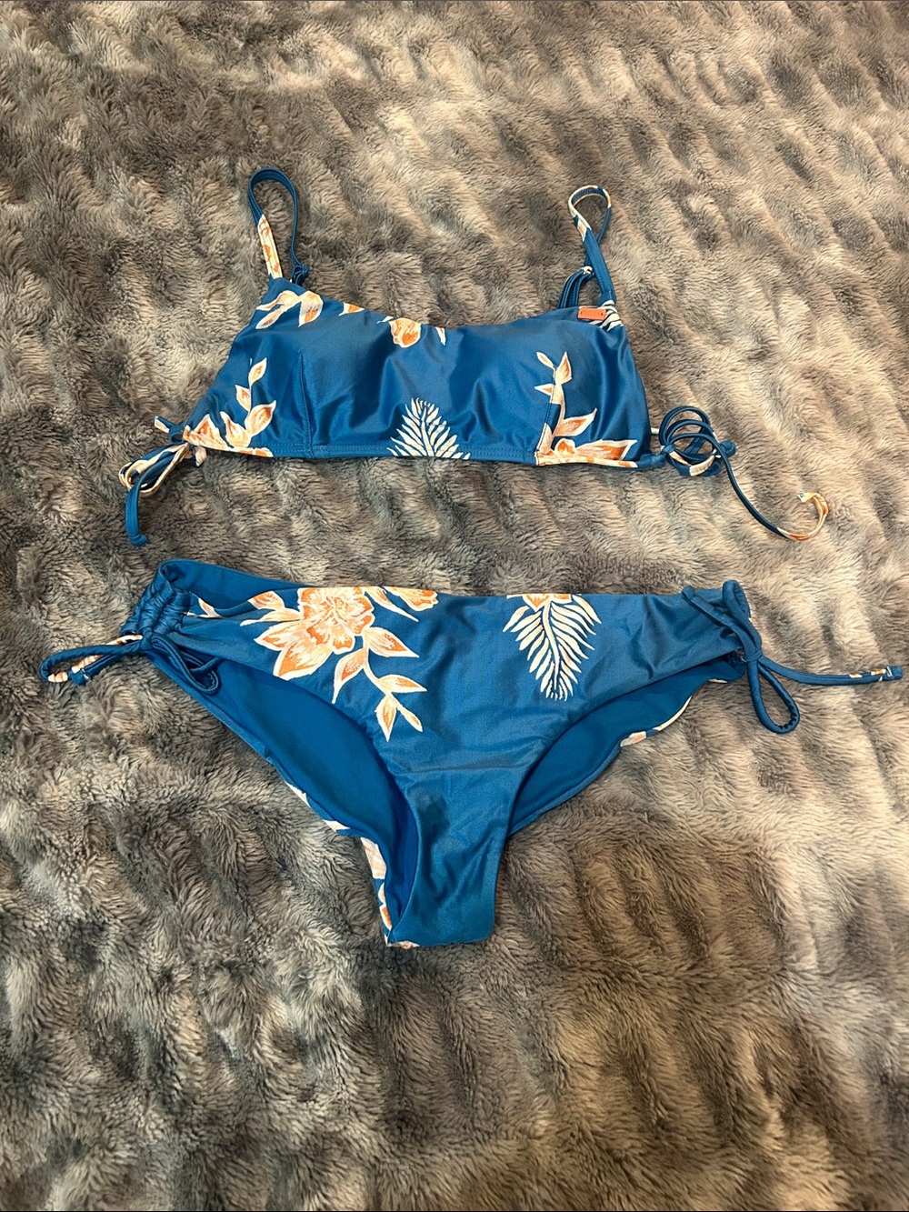 Roxy Teal Blue Swim Bottom with Orange Logo
